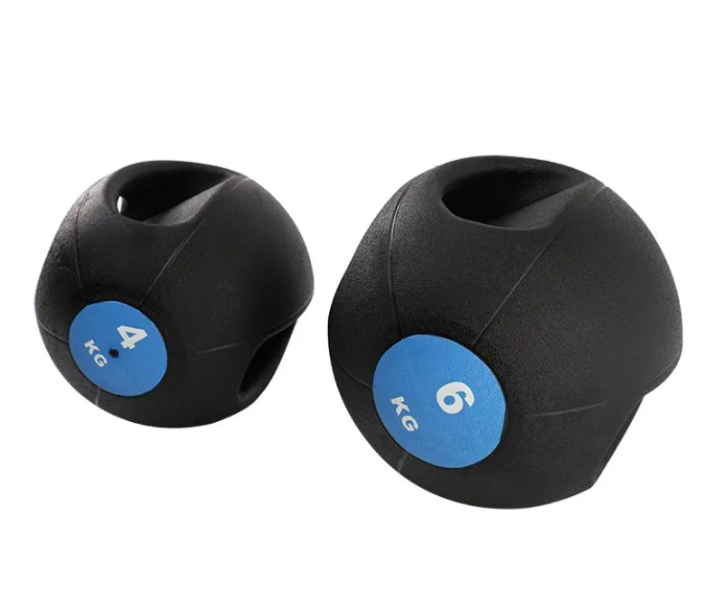 Pevný gumový medicinbal s dvojitým úchopem